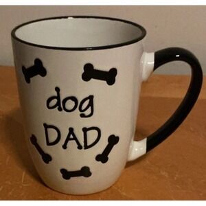 Petrageous Dog Dad Stoneware Coffee Mug Cup 24oz 4" Wide x 5" Tall Natural Black